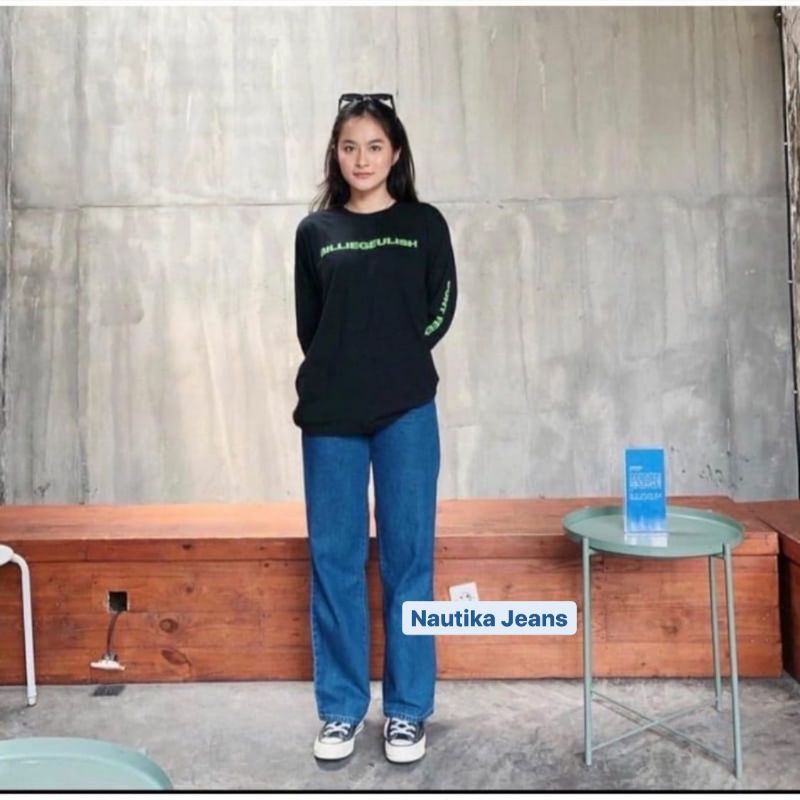 Hightwaist kulot jeans wanita Loose