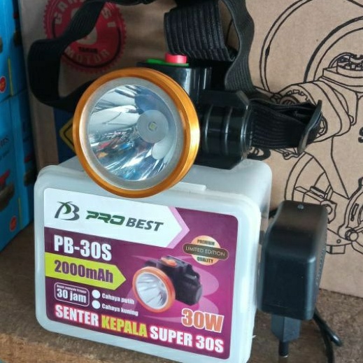 Senter Kepala 50 Watt Probest PB50S NEW CAHAYA KUNING DAN CAHAYA PUTIH CAS PROBEST 50 WATt 2600MAH SUPER TERANG//SENTER PB-50WSenter Kepala 30 Watt Probest PB-30S