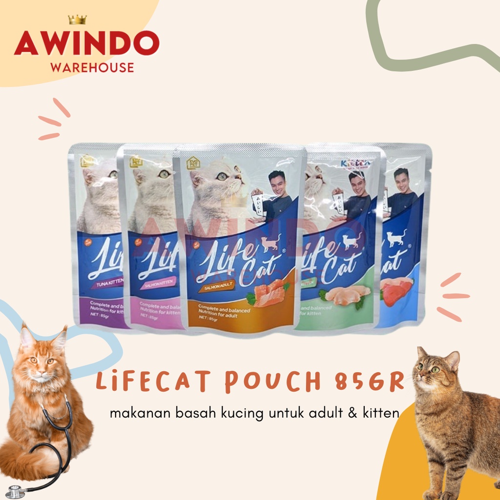 LIFE CAT POUCH 85GR - Makanan Basah Lifecat Kucing Kitten Adult