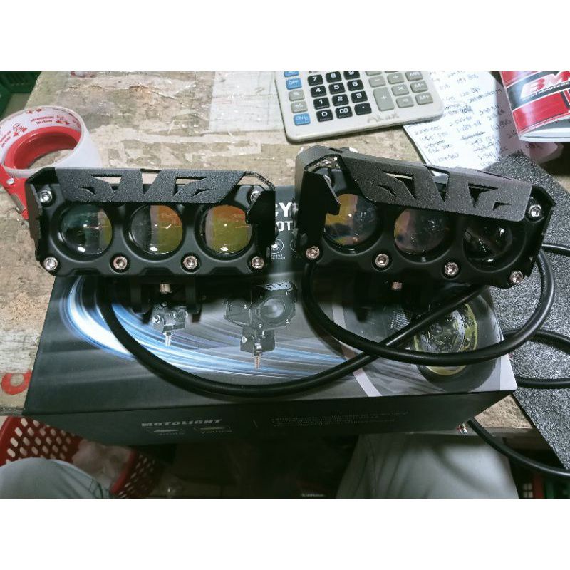 2pcs/sepasang SQL 3 mata LAMPU TEMBAK LASER 3 MATA / SQL 3 MATA HI-LOW MERK shinagawa 2 WARNA PUTIH 