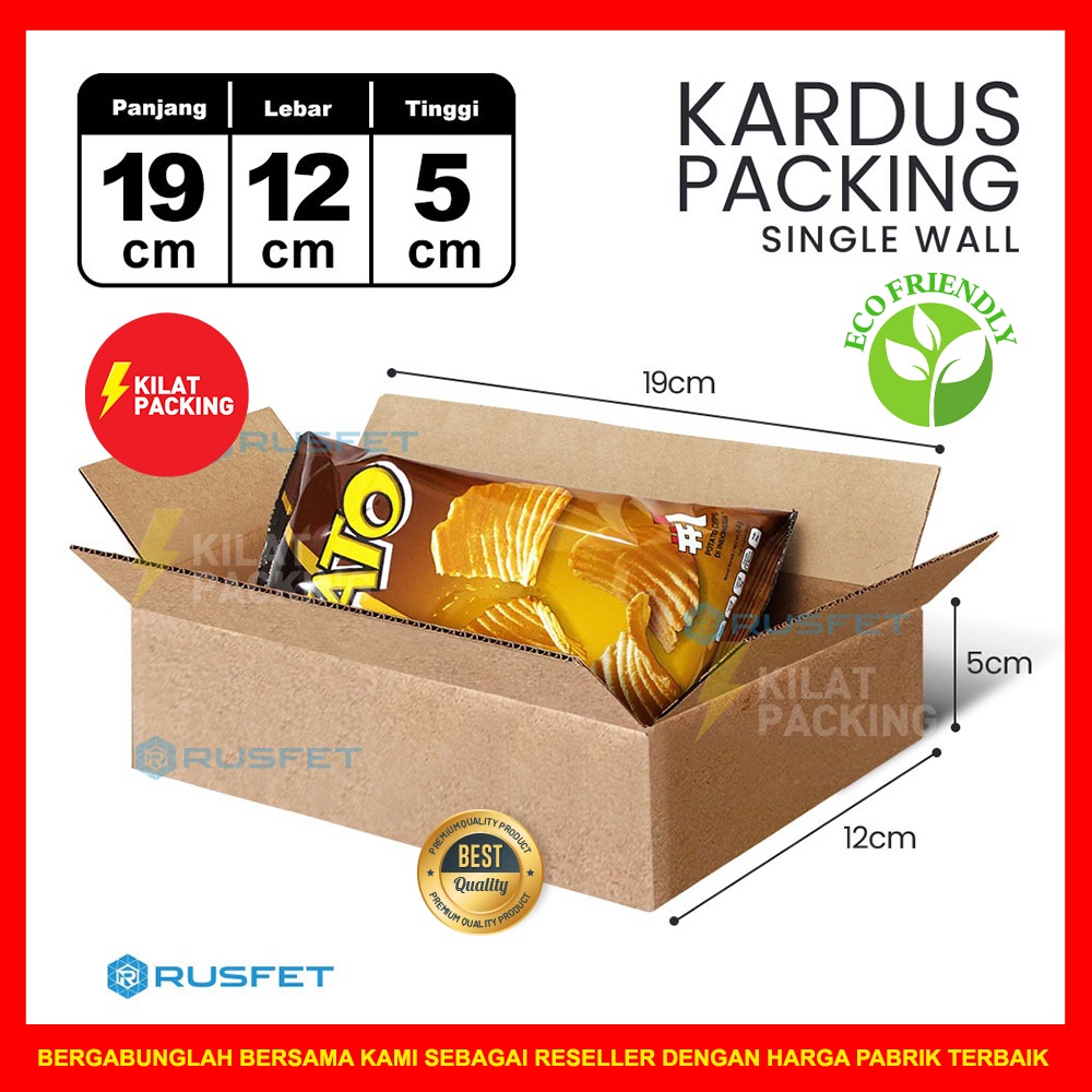 

KARDUS PACKING RUSFET / DUS KARTON BOX PACKING / BOX KARDUS BARU COKLAT POLOS SATUAN - 19 X 12 X 5