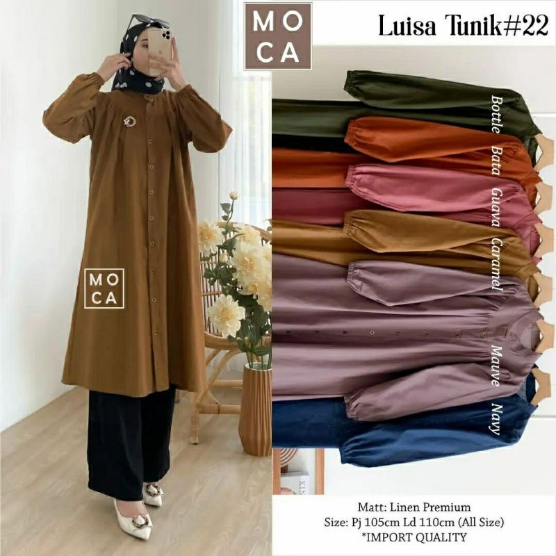 Luisa Tunik #22, TUNIK LINEN POLOS SUPER CANTIK FIT XXL LD 114 BAHAN LINEN PREMIUM TERMURAH OOTD