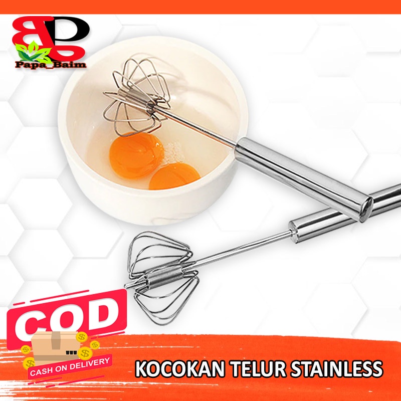 [ COD ] Kocokan Telur Stainless Steel Warna  / Kocokan Adonan Manual / Egg Whisk Mixer Manual