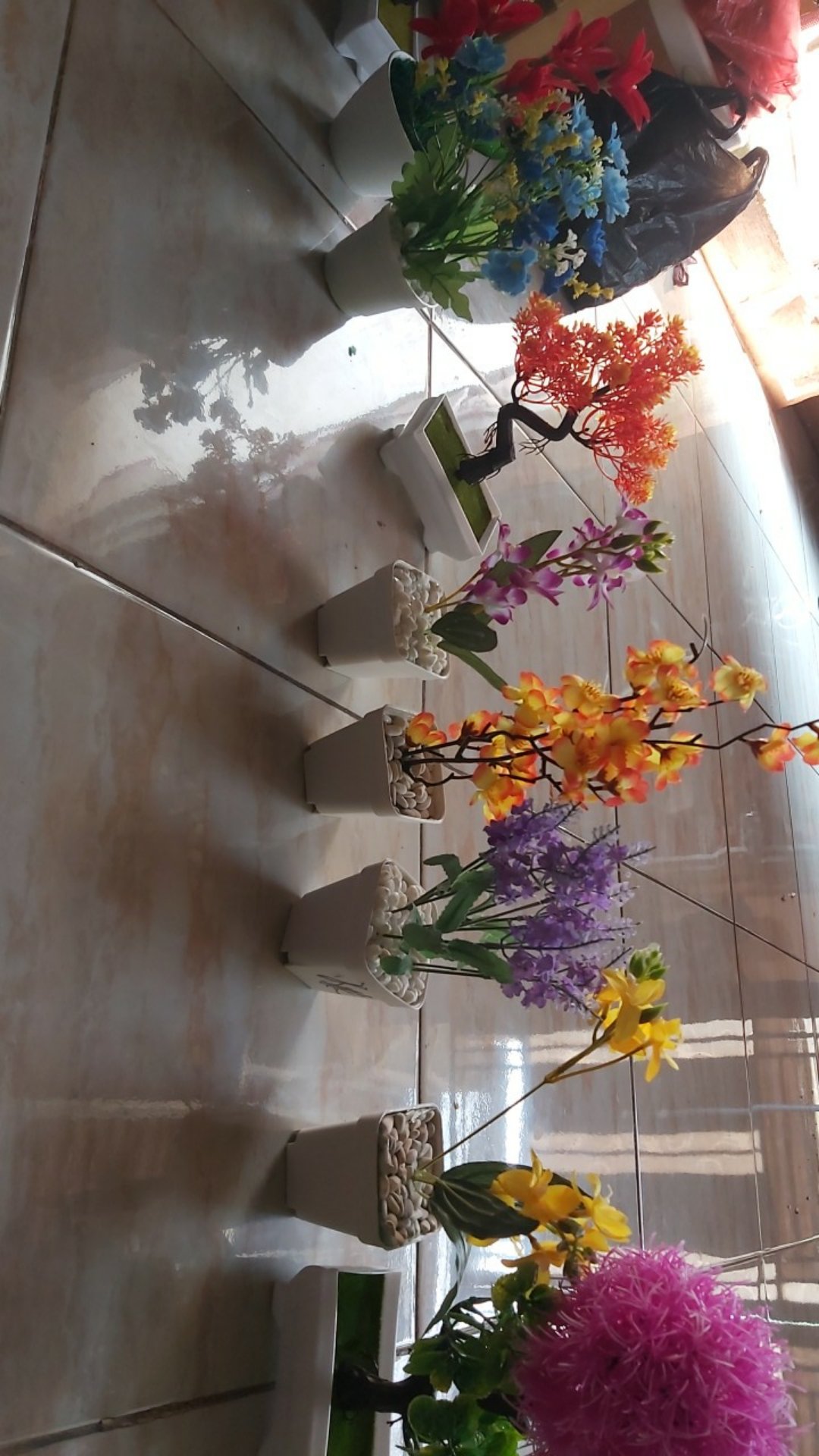 Anggrek Dendrobium Mini Tanaman Artificial Rangkaian Bunga Plastik Pot 8cm