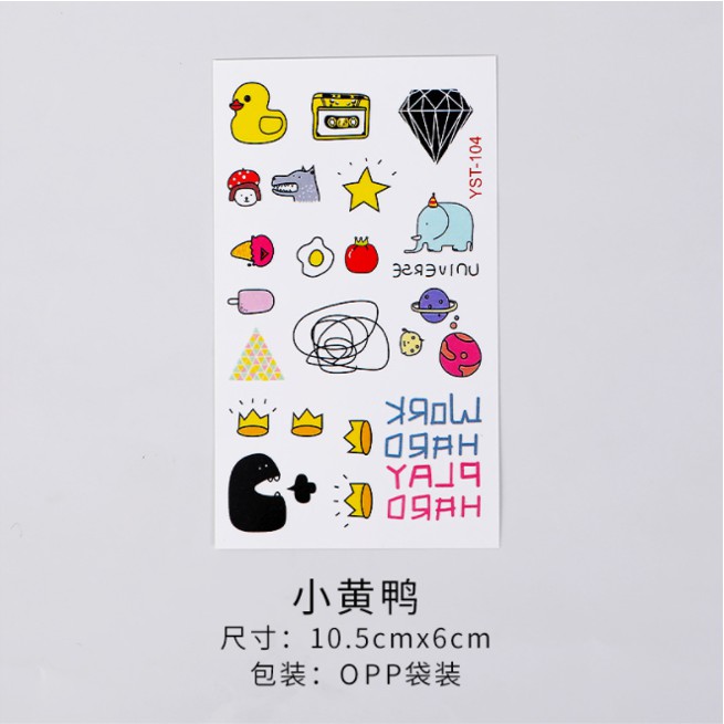 Sticker Mini Cartoon Kartun Tatto Sticker cute watter proof temporary warna [E1-2]-T 11
