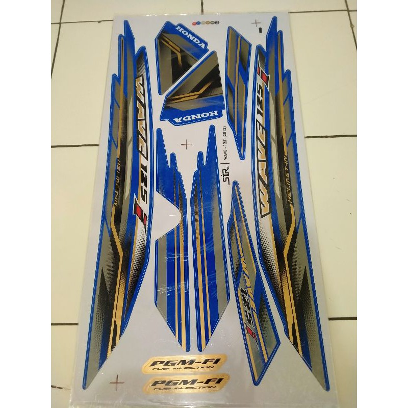 Striping variasi honda supra 125 wave biru