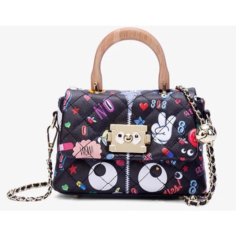 Huer~Monxy eye theme printed satchel bag