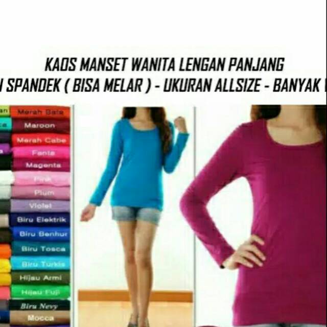 Baju Kaos Manset Spandek Wanita lengan Panjang