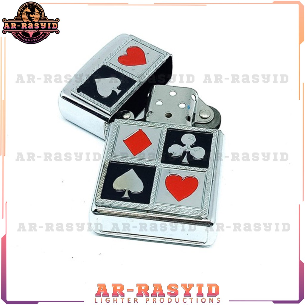 Korek Api Minyak Kantai Motif Kartu Silver Red BISA COD