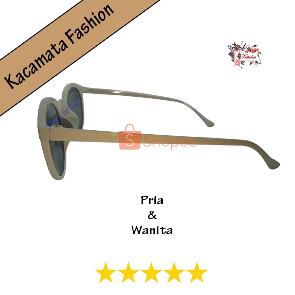 Kacamata Lensa Hitam Round Oval Bingkai Broken White Untuk Pria/Wanita Korean Fashion Kaca Mata Sunglasses Anti Uv400 NOCASE