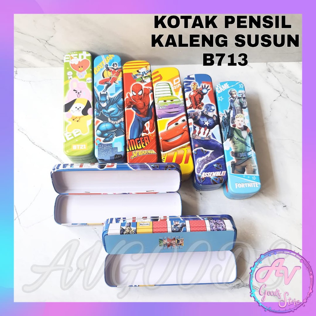 

kotak pensil / tempat pensil karakter / KOTAK PENSIL KALENG SUSUN B-713
