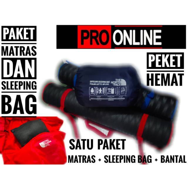 Paket Matras Dan Sleeping Bag Bantal - Paket Selimut Kemping Dan Matras Camping Outdoor