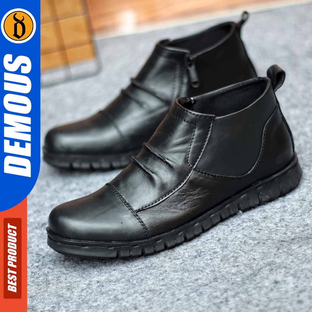 Sepatu Formal Pria Sepatu Casual Pria Kulit Asli Slop Sepatu Pantofel Kerja Kantor Kuliah Kondangan Sepatu Hitam Pria  DEMOUS CARISUP