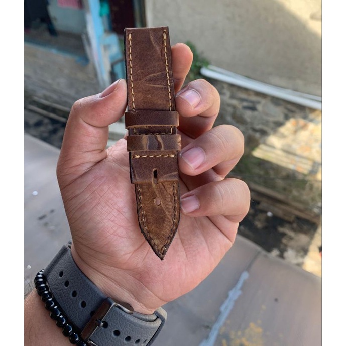 Strap Tali Jam Tangan Kulit Sapi Asli Motif Cakar 24mm