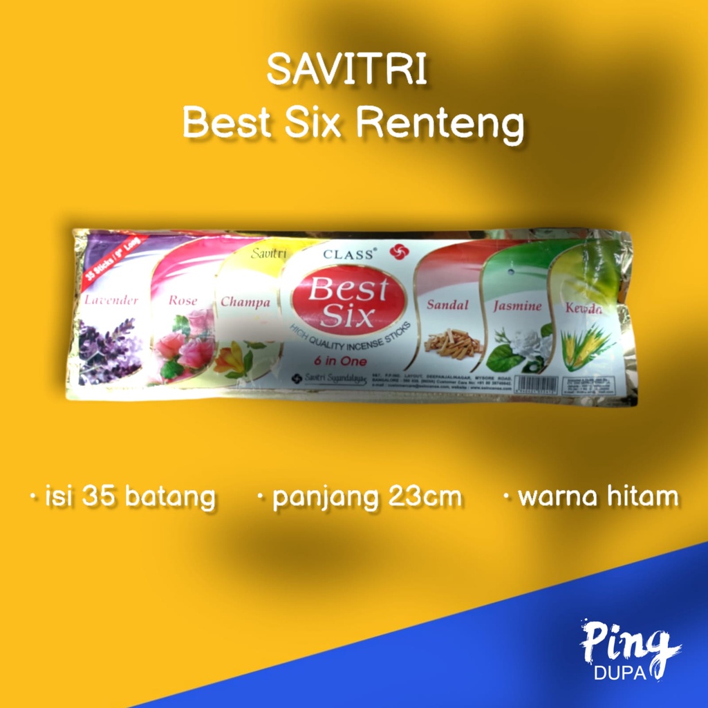 Dupa Best Six Renteng By Savitri India Isi 35 Batang Hio