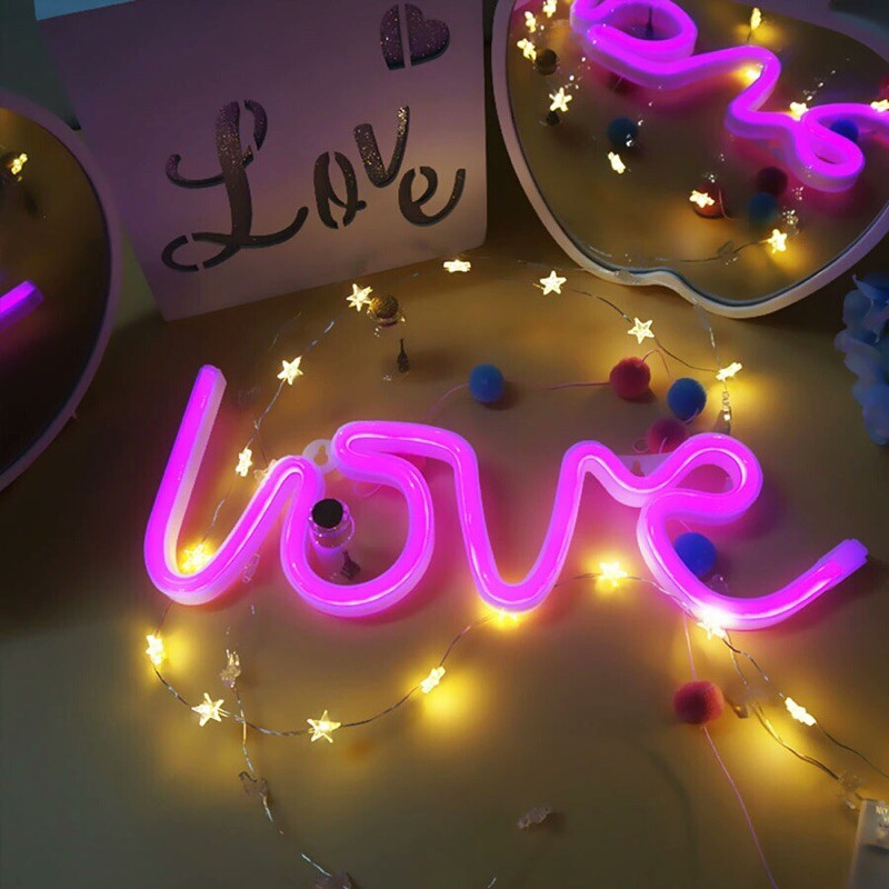 Love Letter Neon Gantung USB - Lampu Neon Gantung USB Karakter