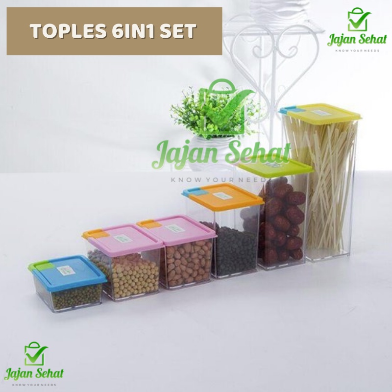 TOPLES 6in1 SET TEMPAT PENYIMPANAN MAKANAN SERBAGUNA