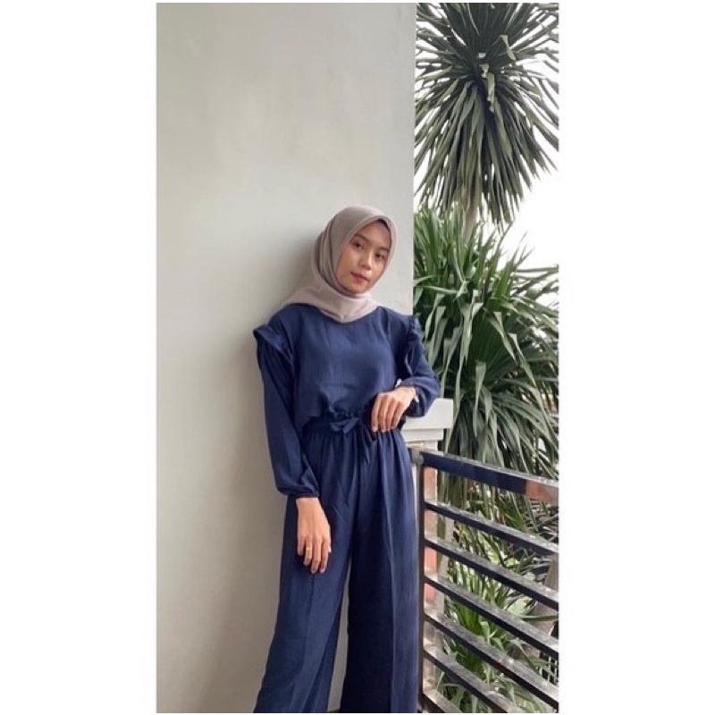 ONE SET RAYON PREMIUM / SETELAN RAYON DAILY ONE SET BAJU SETELAN WANITA-RUBY ONESET NAVY