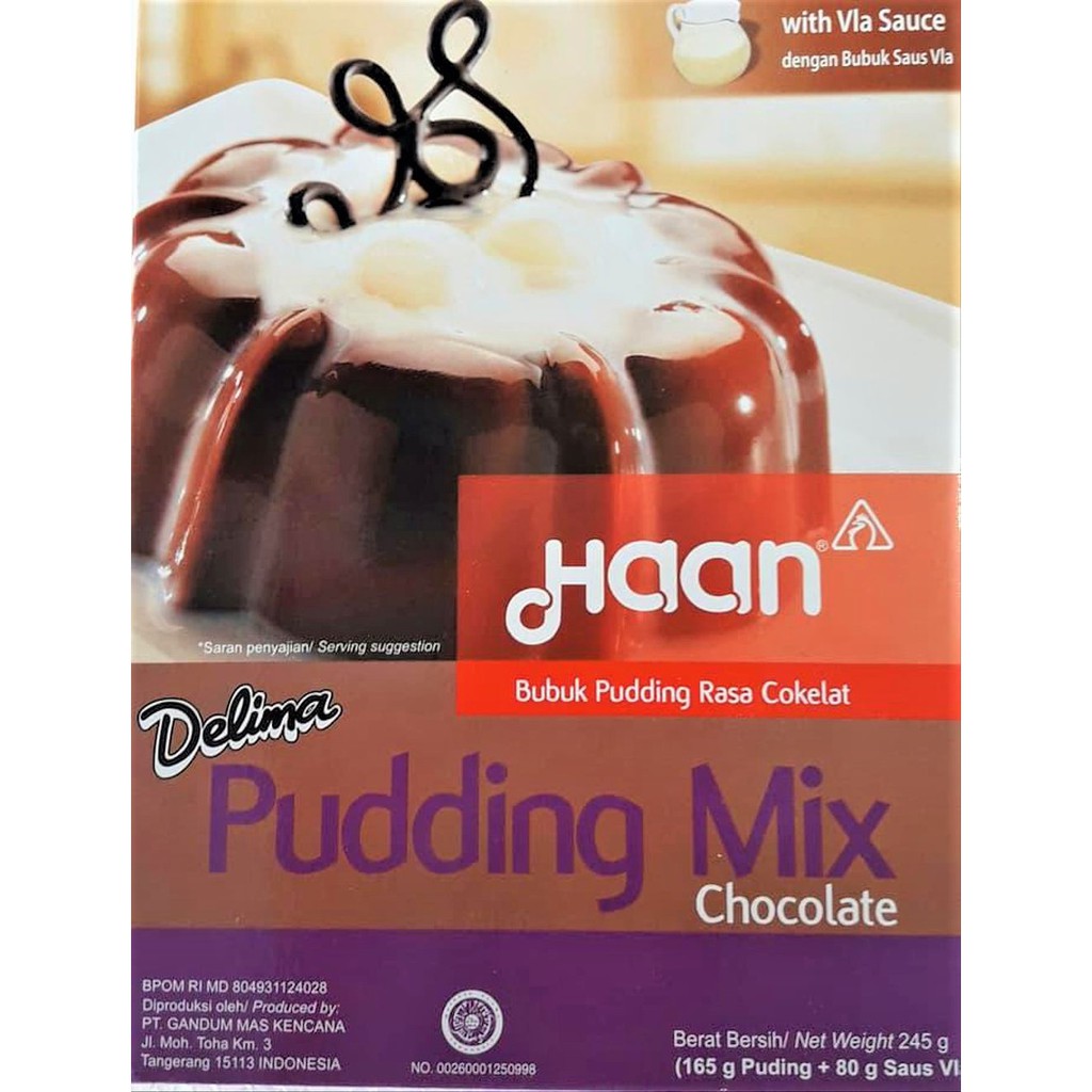 

PUDING MIX INSTAN COKLAT HAAN 245 GR BAHAN BUBUK PUDING PUDDING MIX INSTANT