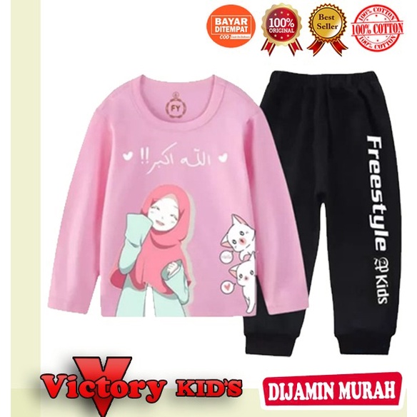 Victory kids Setelan/piyama tangan panjang anak perempuan 1-1o tahun