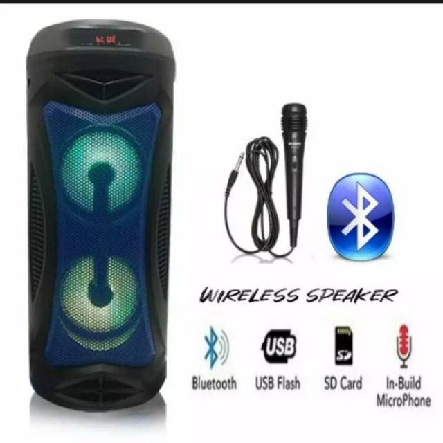 TERBARU SPEAKER BLUETTOTH KARAOKE PLECO F-8880 FREE MIC KARAOKE SUBWOFEER X BASS WITH LED LIGHT