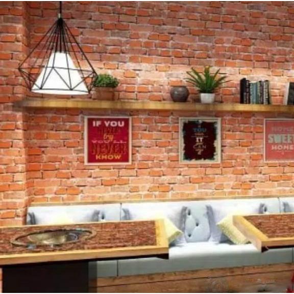 Wallpaper Vinyl Dinding Murah Motif Batu Bata Premium Kangbang Terbaru