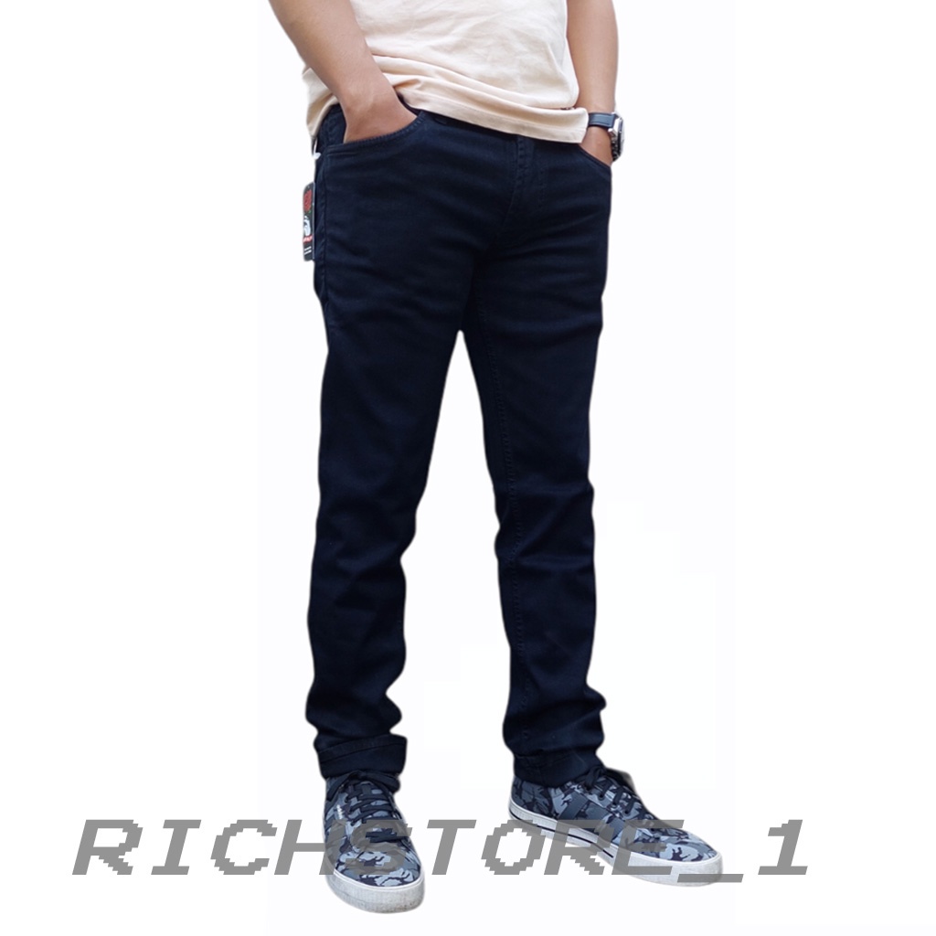 Celana Jeans Pria Celana Jeans Slimfit Celana Panjang Jeans RICH Bahan Soft Jeans Bluewash Jeans jumbo Bige Size