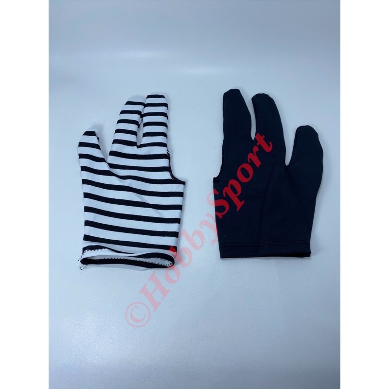 Billiard Glove Lycra 3 Finger Sarung Tangan Biliar Hitam Putih Pool