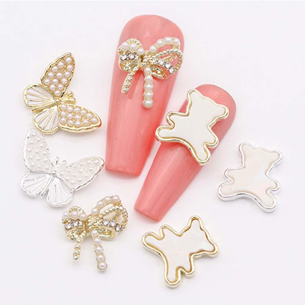 AUGUSTINA Agustina 3D Nail Art Dekorasi Pesona Mutiara Ikatan Simpul Perhiasan Kuku Indah Hiasan Kuku