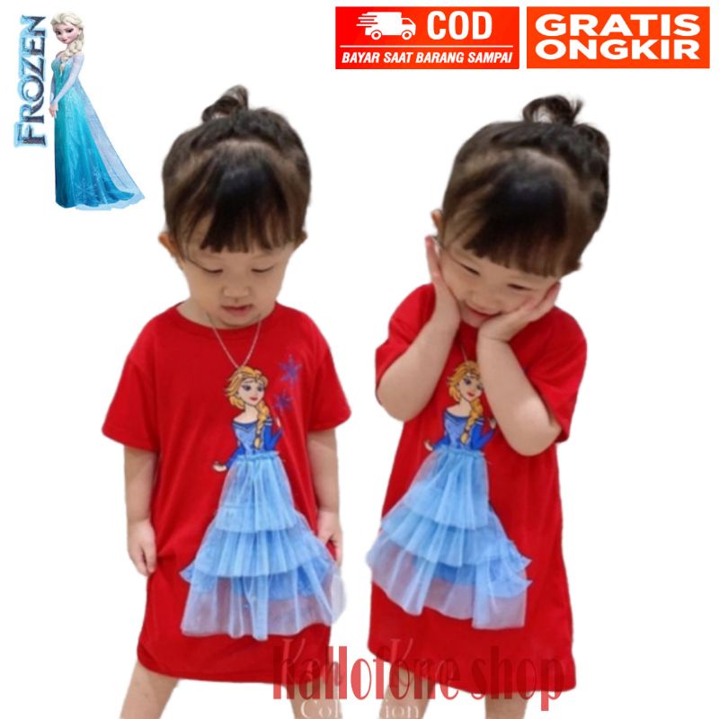 Daster Dress Tile Anak Perempuan Gambar Frozen/Daster Tile/Dress Tile Anak
