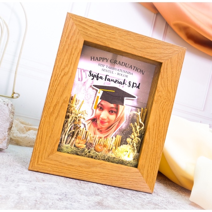 KADO PERNIKAHAN NAURA MINI, FRAME BINGKAI CUSTOM FOTO UKURAN 16x12 CM