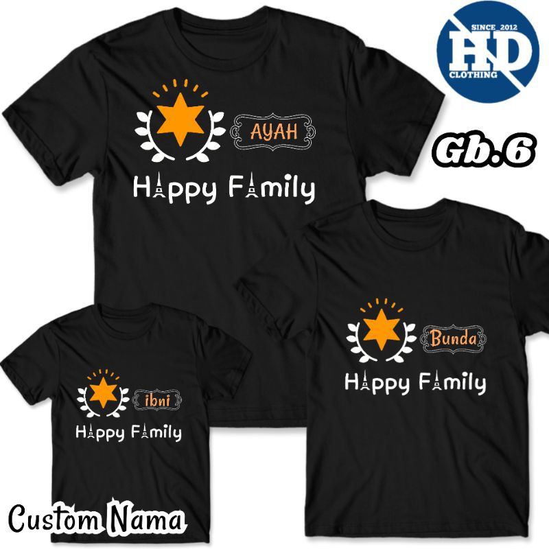 kaos custom Gratis Nama Happy family, baju couple dewasa dan anak