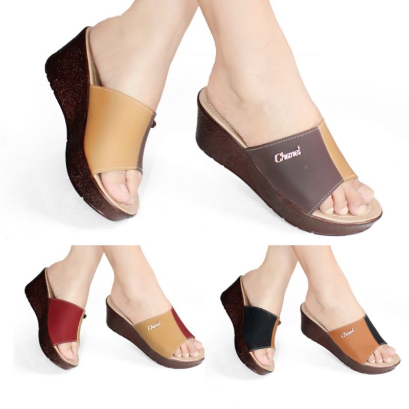 Wedges Wanita Selop / Slop Casual Murah WD02