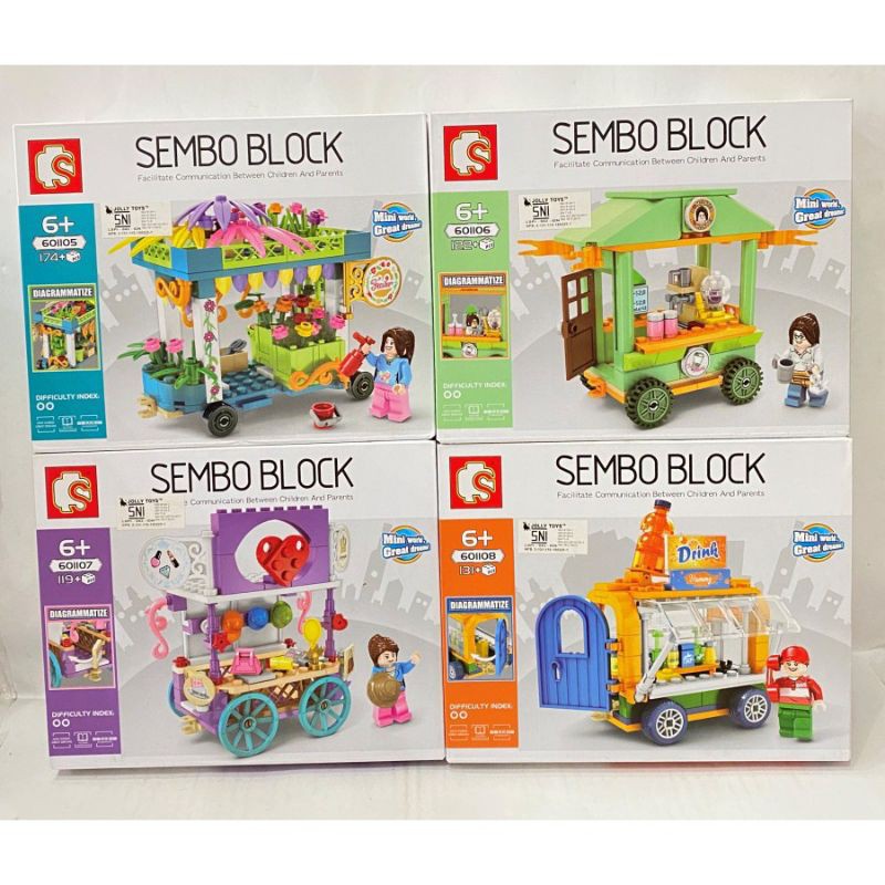 Bricks Lego Block Sembo Food Truck Food Cart 4in1 601105