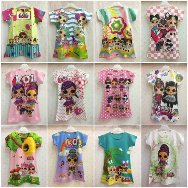 GROSIR DRESS ANAK KARAKTER LOL  LUCU BAHAN SCUBA BAJU  ANAK 