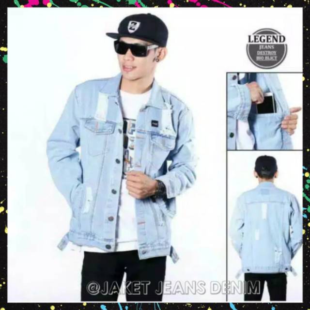 JAKET JEANS SOBEK SOBEK / JAKET JEANS PRIA SOBEK /JAKET JEANS RIPPED / JAKET JEANS JAKET DENIM JAKET