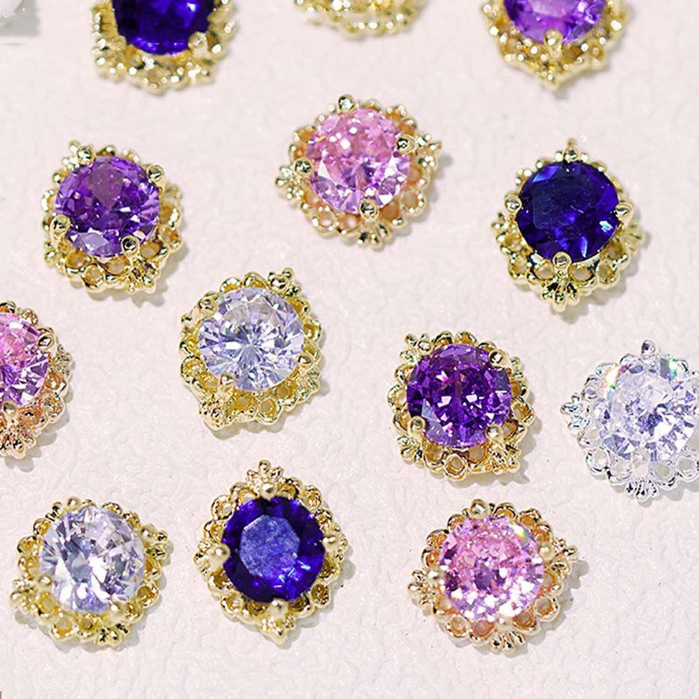 AUGUSTINA Agustina Bulat Kuku Berlian Imitasi Mewah Mengkilap 3D Kuku Pesona Nail Art Dekorasi Nail Art Ornamen Alloy Zirkon Nail Drills