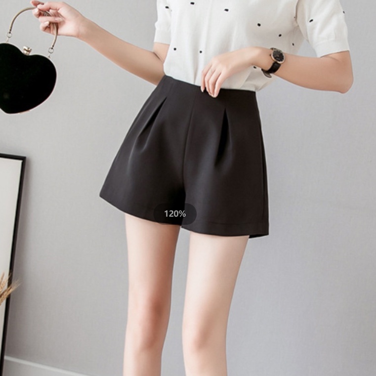 【Blossom】A-Line Chiffon Draped Suit Korean Short Pants 7278