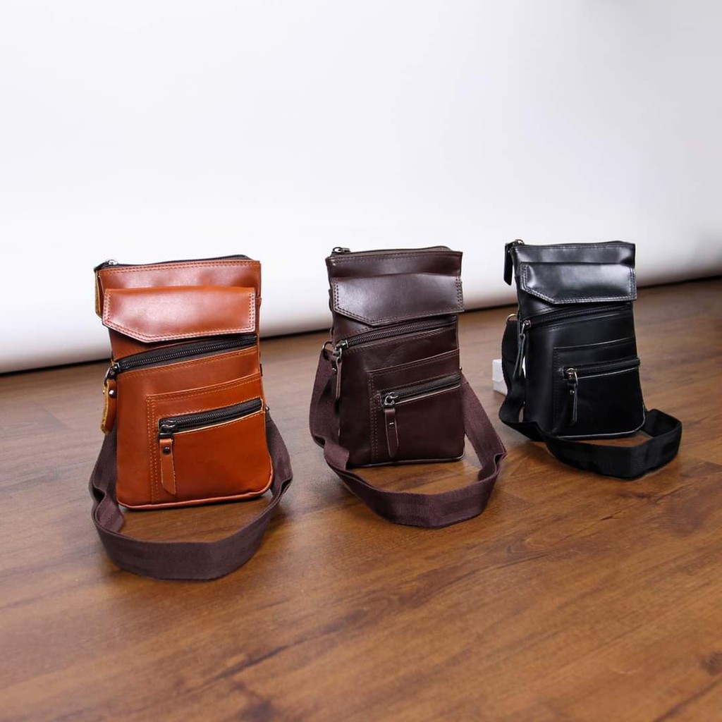 TAS SELEMPANG KECIL PREMIUM KULIT SAPI ASLI  MULTI FUNGSI PRIA WANITA