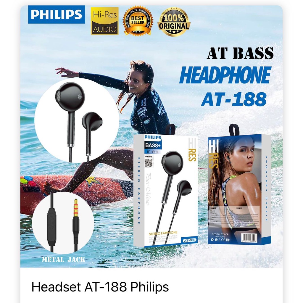 Headset Philips PH-01 Bass Earphone Hansfree Philips AT204 AT187 AT188 AT189 AT190 Bass Handset Handsfree Philips PH-01 Bass