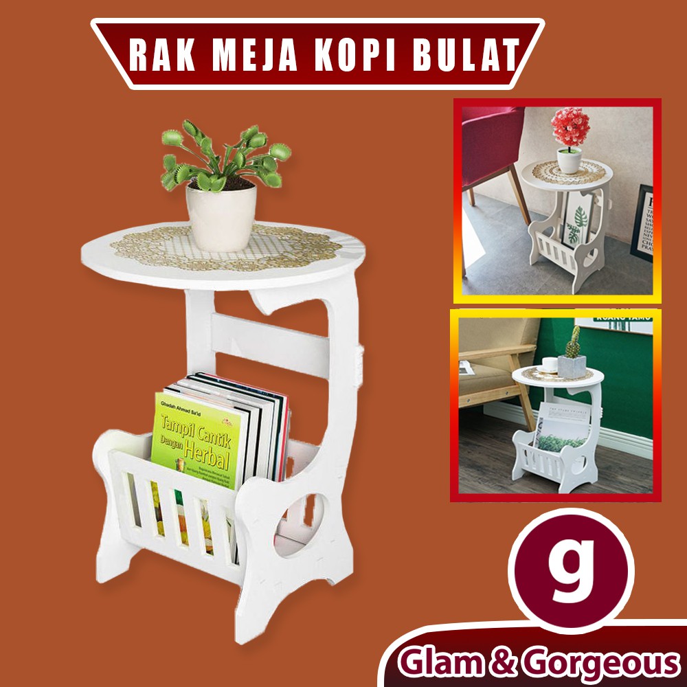 Meja Sudut Bulat Nakas Pojok Minimalis Samping Teras Kamar Tidur Coffee Table Dc011s Size Small Shopee Indonesia