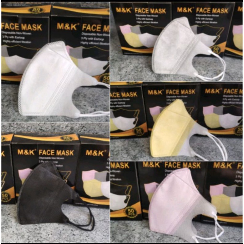 PER BOX 50 PCS - MASKER DUCKBIL 3 PLY HITAM / PUTIH / BIRU / PINK