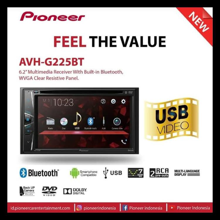 PIONEER AVH-G225BT TAPE MOBIL AVH G225 BT DOUBLE DIN AVHG225BT KODE 467