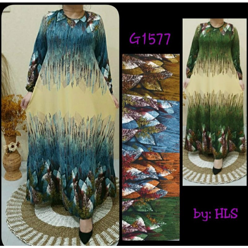 GAMIS JUMBO JERSEY KOREA PRINTING PREMIUM MOTIF DAUN