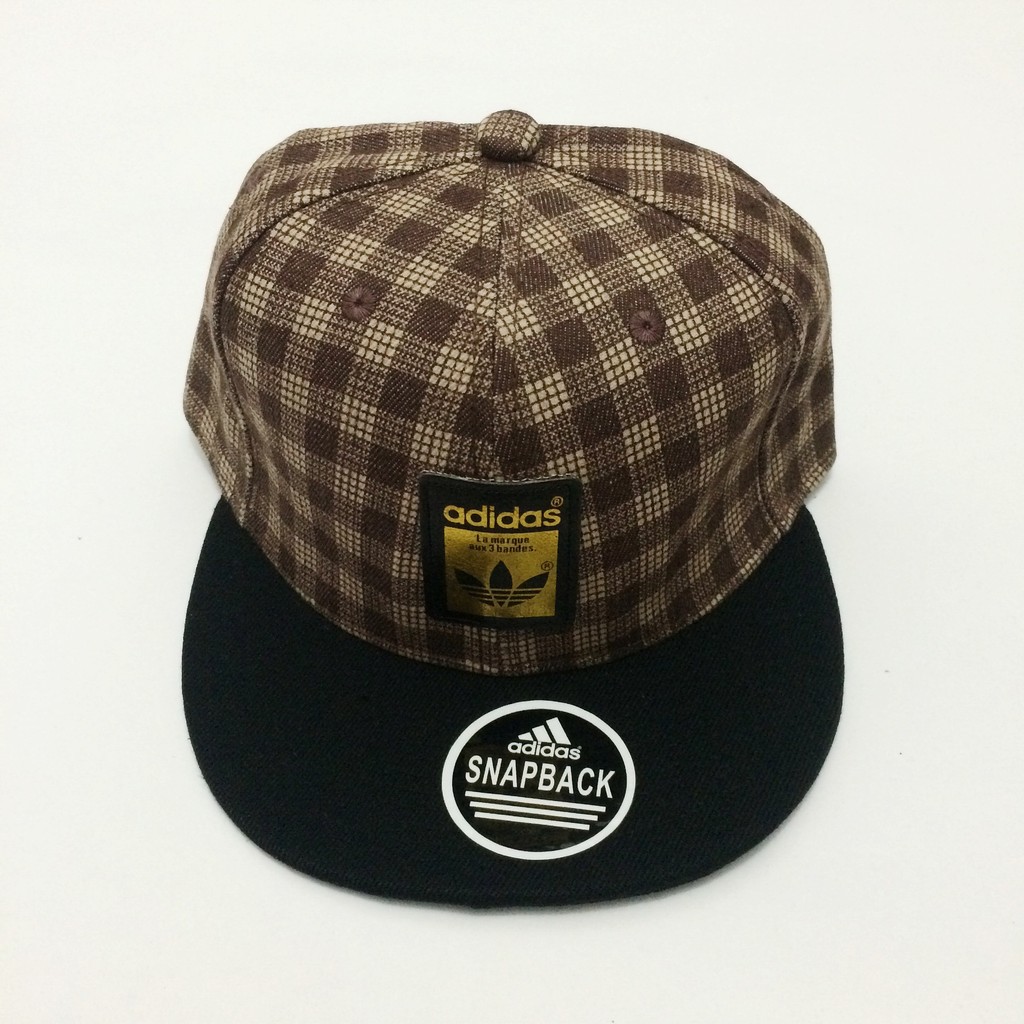 Topi Snapback Adidas Coklat Kotak Kecil Label Emas import murah
