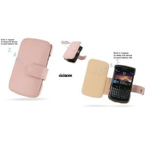Pdair Original Leather Case Book Blackberry Onyx 9700   9780 Pink