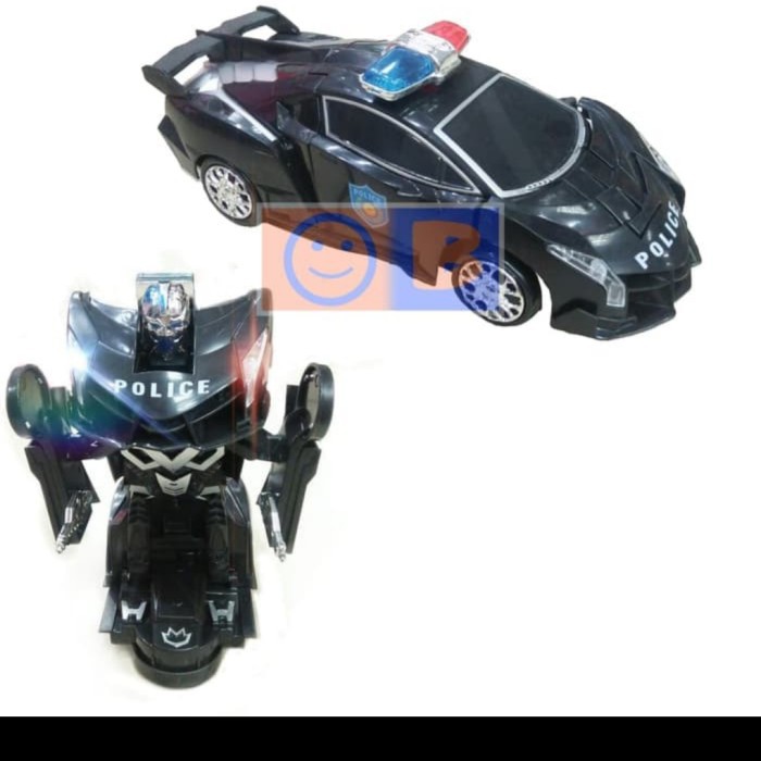 TQ188 mainan anak laki laki mainan mobilan mobil transformer - Hitam Polisi