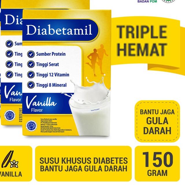 

Klik Beli ✱ Triple Pack - Susu Diabetamil Vanilla 150 gram - Susu Khusus Diabetes Bantu Jaga Gula Darah...