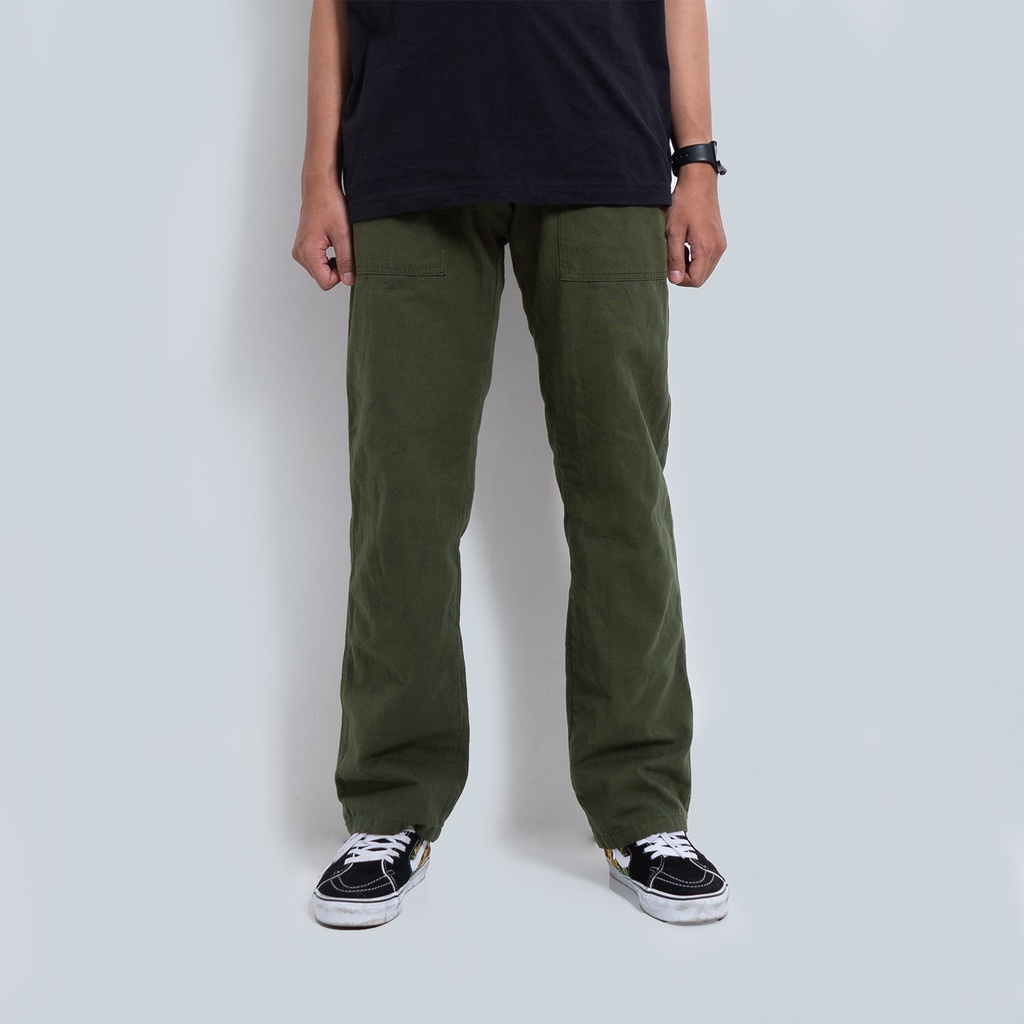 LIAN Fatigue Work Pants Washed Canvas Amazon Green