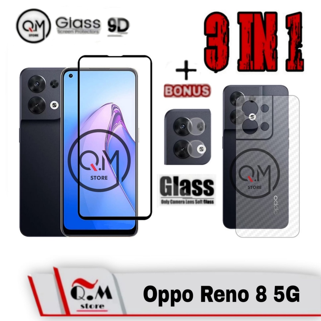 Paket 3in1 Tempered Glass Oppo Reno 8 5G Anti Gores Pelindung Layar